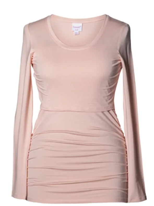Boob Design - äitiys- ja imetyspaita pitkähihainen Ruched Top, pale blush
