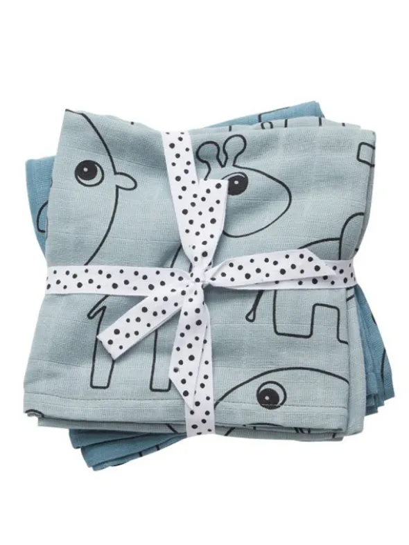 Done By Deer - harsoliina 2-pack 70x70 - Contour blue
