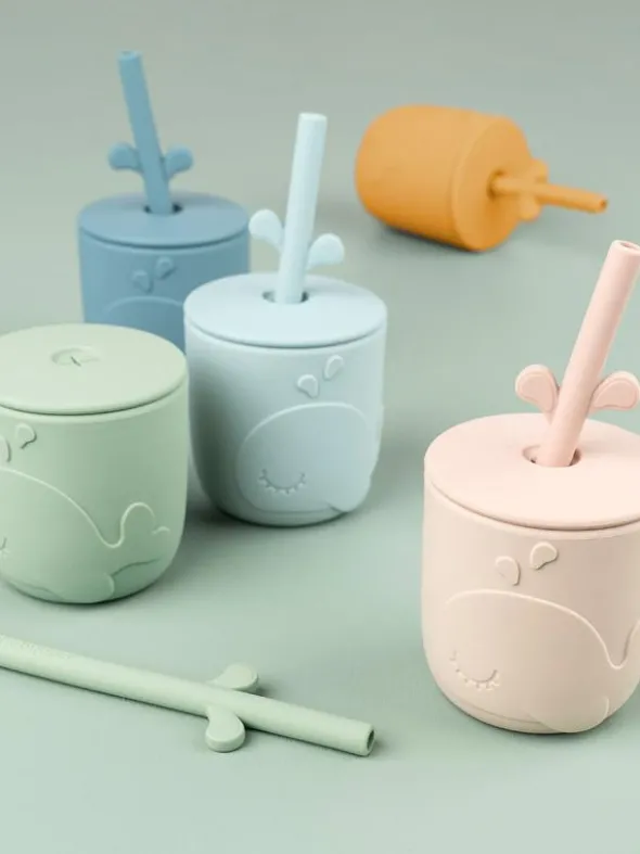 Done by Deer - Peekaboo Straw cup - Wally Grey