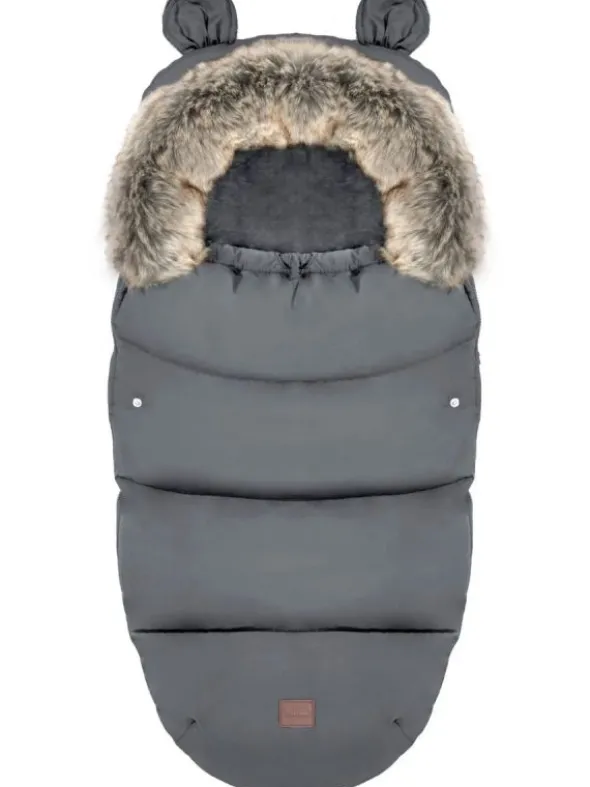 Lämpöpussi rattaisiin nallenkorvilla ja karvalla, dark gray